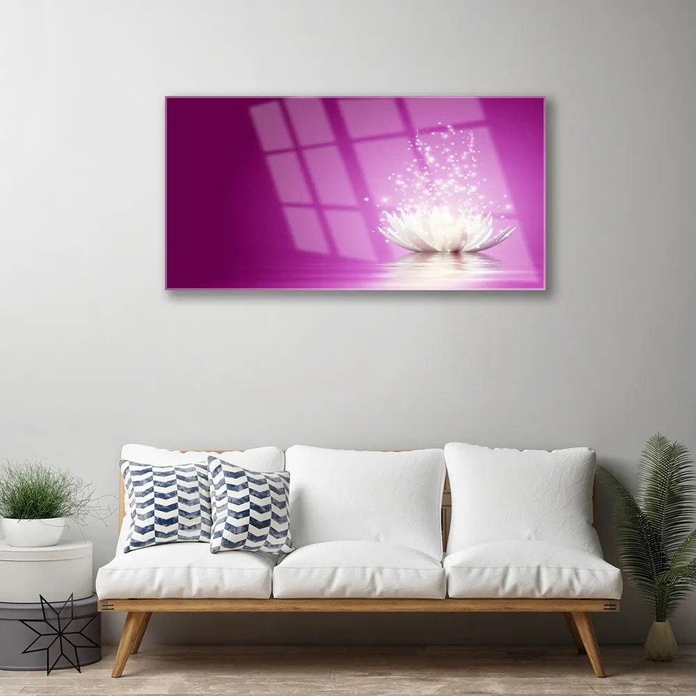 Fali üvegkép lótusz virág 120x60cm