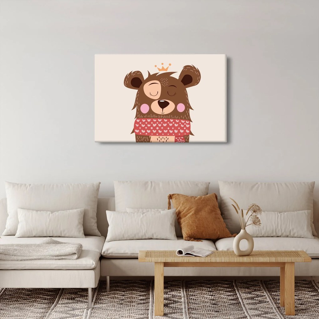 Kép - Teddy maci piros sállal (90x60 cm)