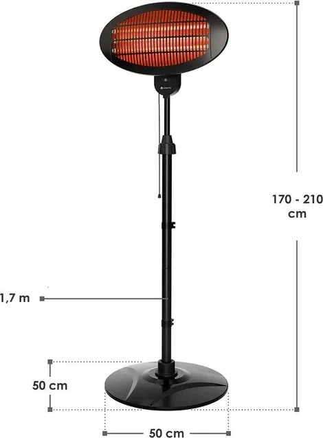 Juskys Stojan típusú hősugárzó 2000W - fekete