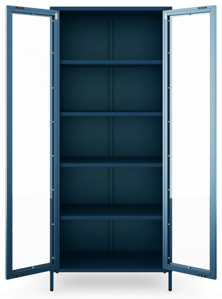 Vitrin üveg nappaliba lábakon sötétkék, 800x1850x450 mm: ANGELO Modern