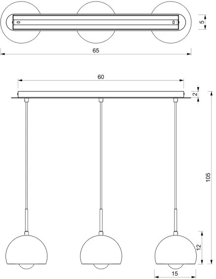 Csillár zsinóron COOL 3xE27/60W/230V