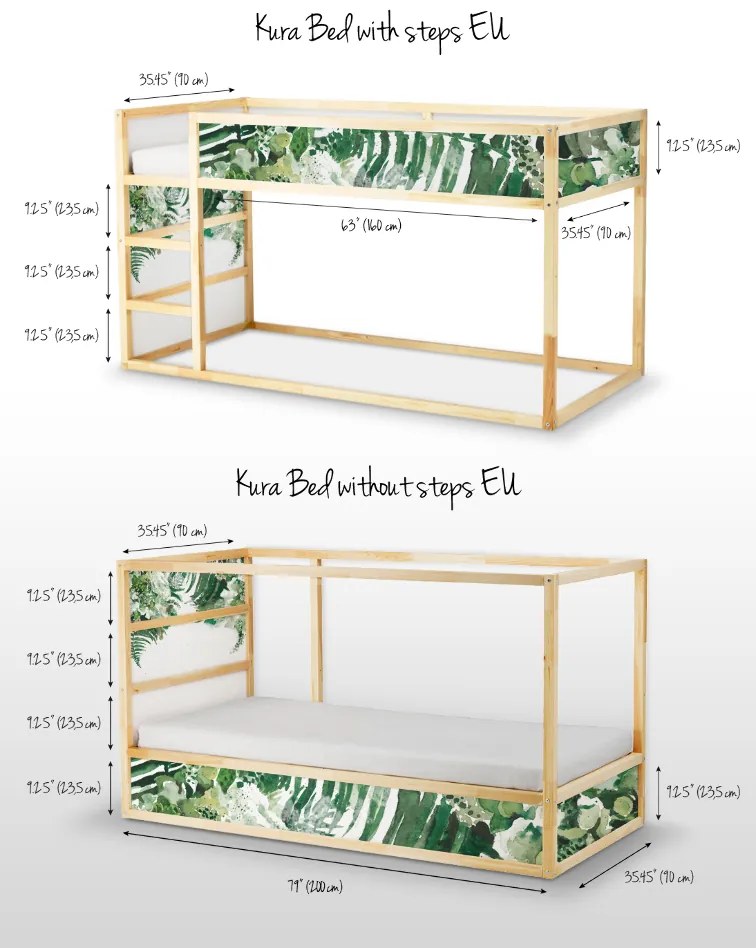Matrica ikea bútorokhoz - kura bed Trópusi zöld