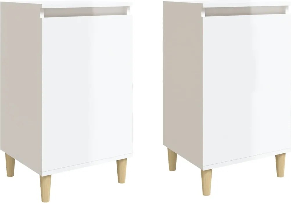 vidaXL 2 db magasfényű fehér szerelt fa éjjeliszekrény 40x35x70 cm