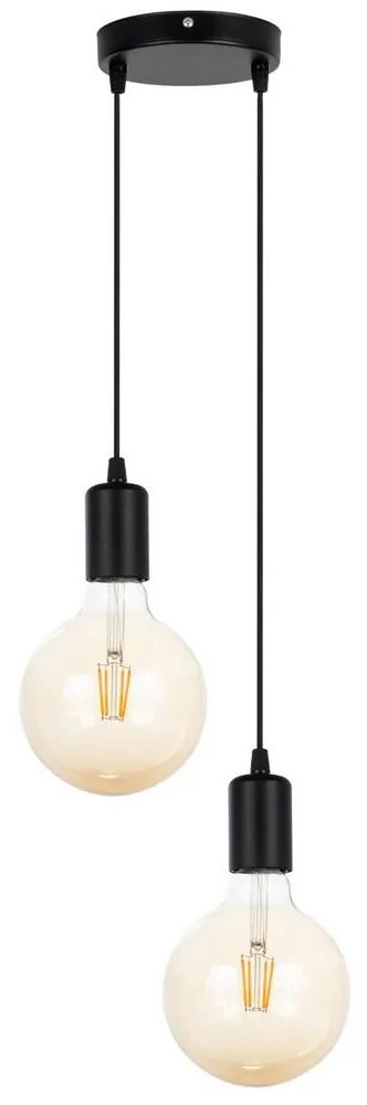 Csillár zsinóron MIROS 2xE27/60W/230V kerek fekete