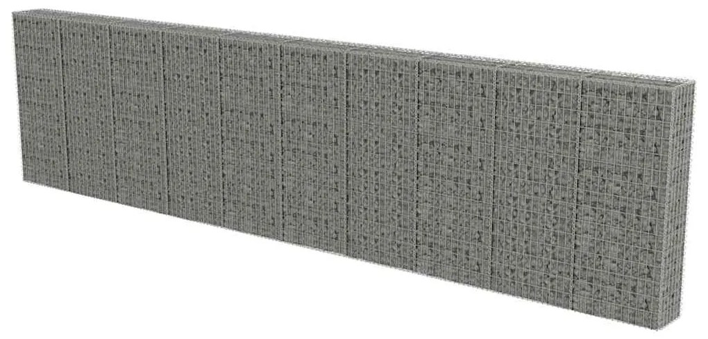 vidaXL horganyzott acél gabion fal fedéllel 600 x 30 x 150 cm