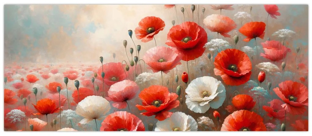 Kép - Pipacsok festménye (120x50 cm)