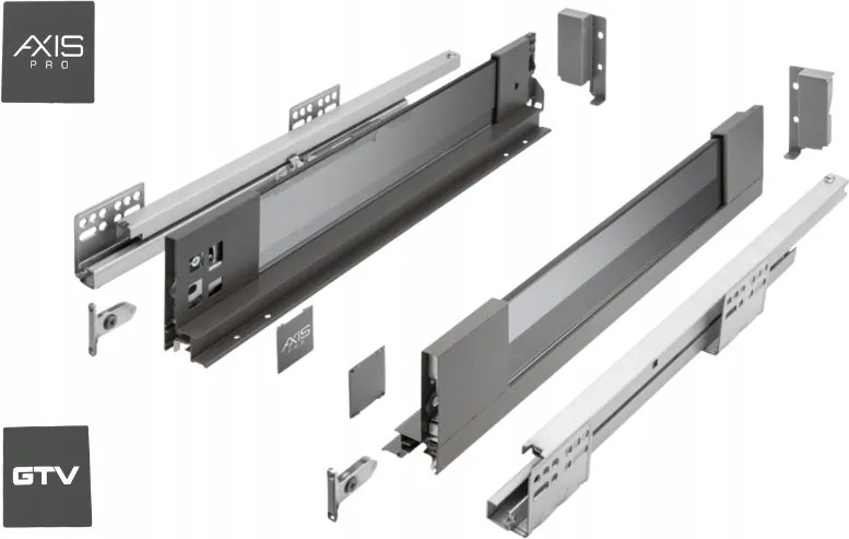 Fiók Gtv Axis Pro Glass L550 H116 Közepes Üveg Oldal 40KG Csendes Ház