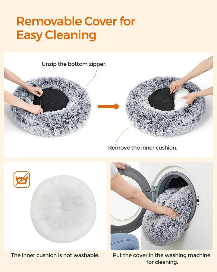 Kutyaágy, kerek macskaágy,S-es méretű, szürke | FEANDREA