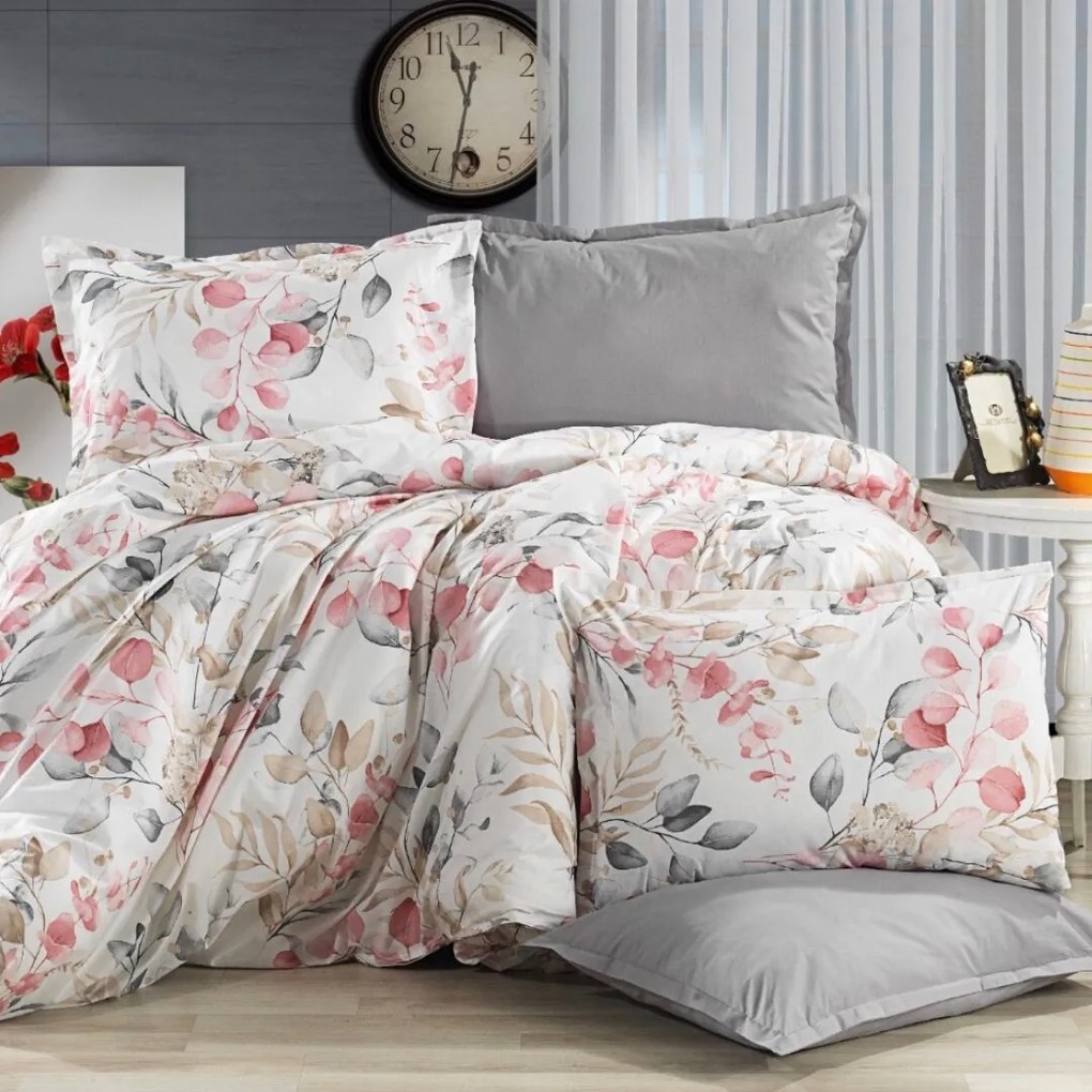 Porto rózsaszín pamut ágyneműhuzat 200x140cm+90x70cm TiaHome