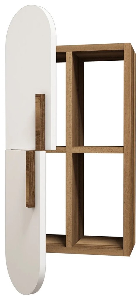 Fali polc Rose - Walnut, White