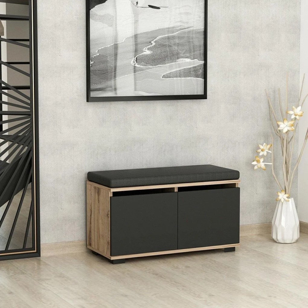 Cipőtároló Drago - Walnut, Black