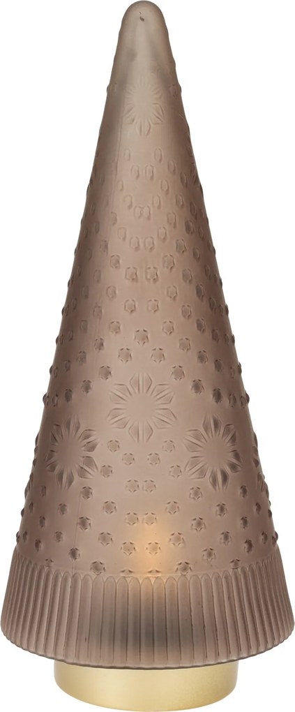 Üveg karácsonyfa LED-ekkel, 37 cm, barna