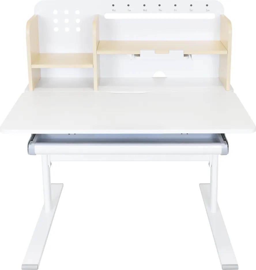 Növekvő íróasztal, természetes/fehér, ADAN