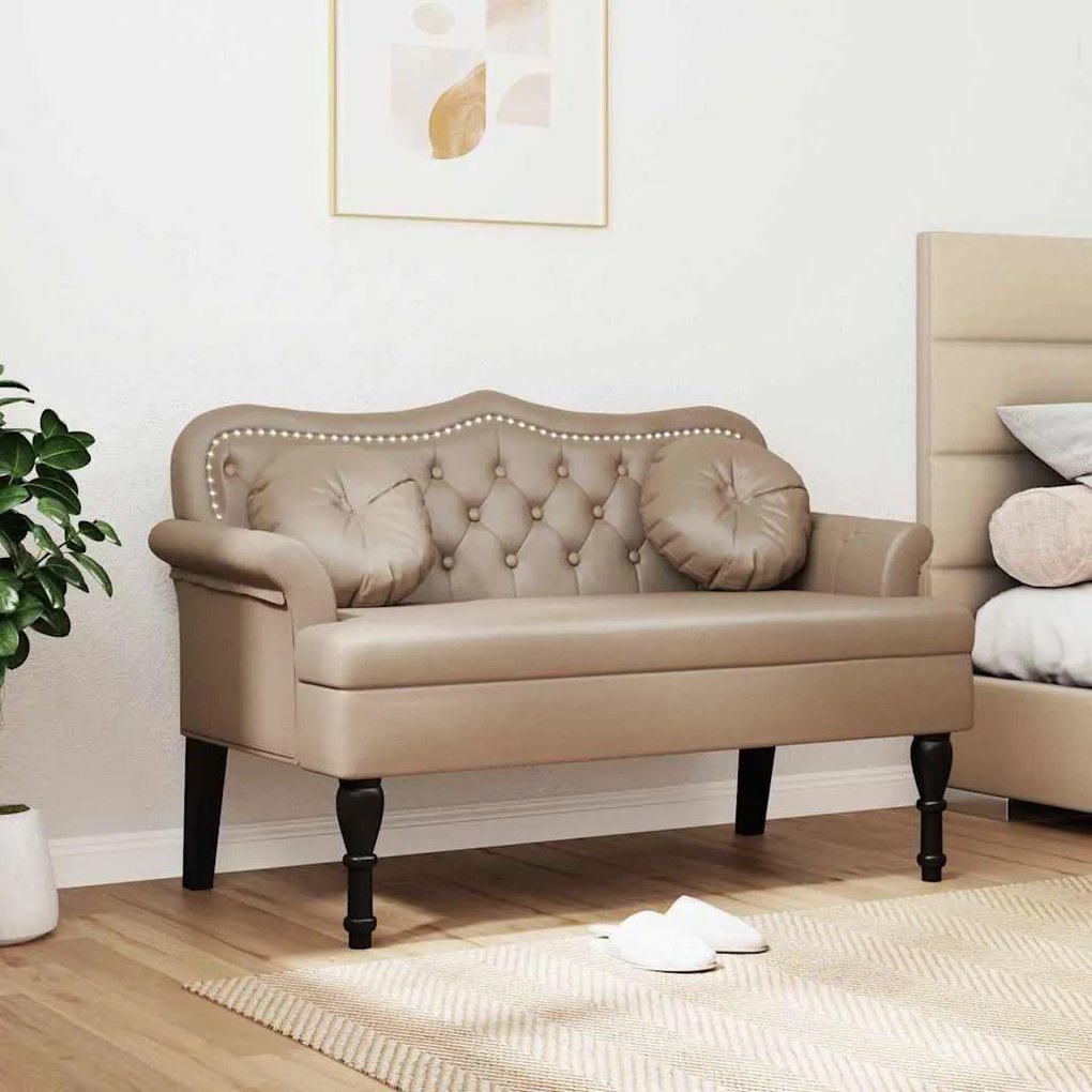Chesterfield Pad párnával Cappuccino 120,5 x 65 x 75 cm Műbőr