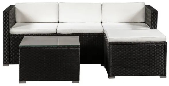 Juskys Punta Cana L kerti rattan szett - fekete/krémszínű párnák