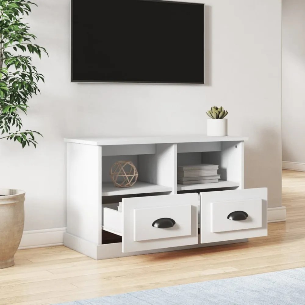fehér szerelt fa TV-szekrény 80 x 35 x 50 cm