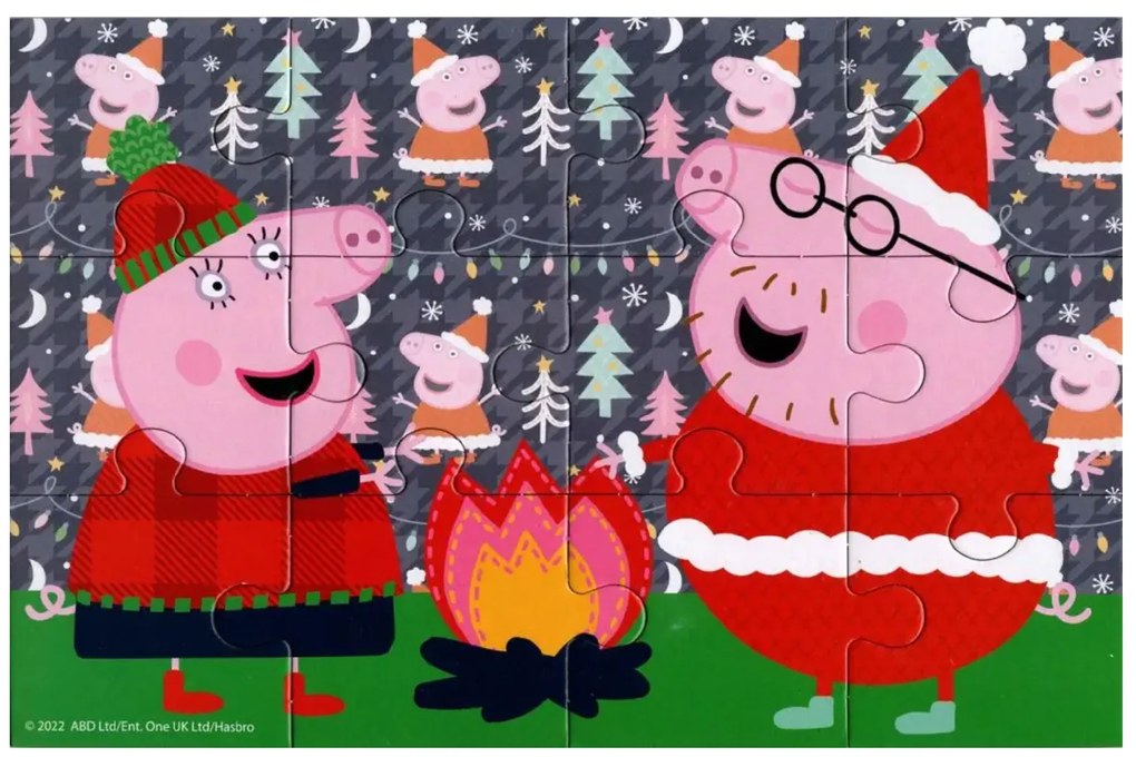 PEPPA MALAC hóemberrel gyermek puzzle 4 az 1-ben, 19x29 cm