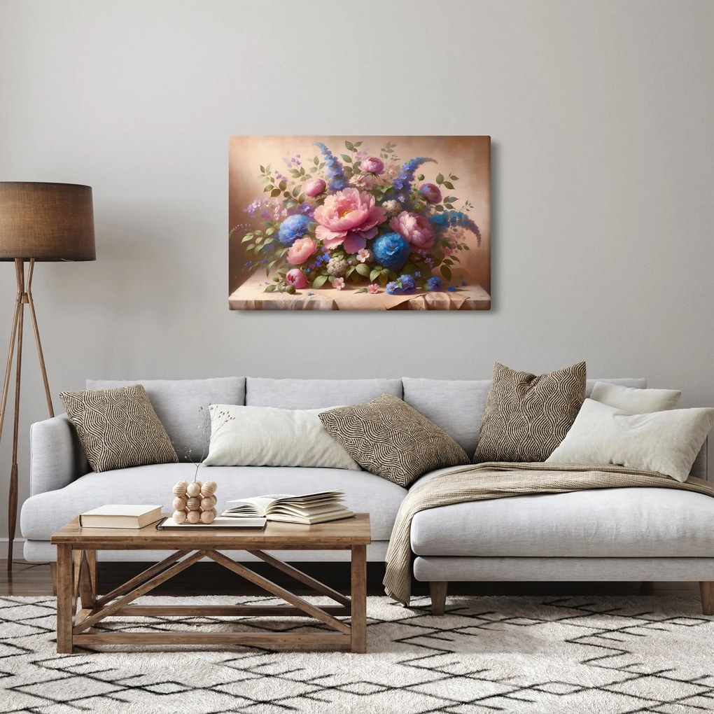 Kép - Asztal tele virágokkal (90x60 cm)