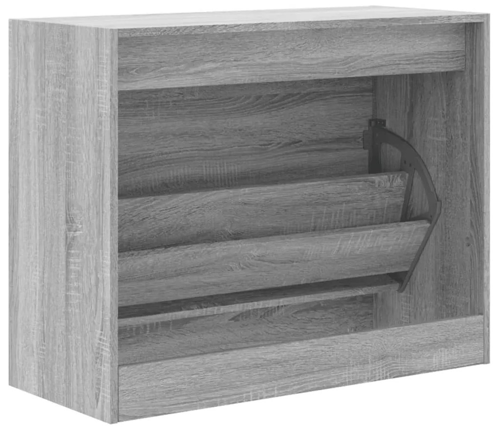 szürke sonoma színű szerelt fa cipőszekrény 80 x 34 x 63 cm
