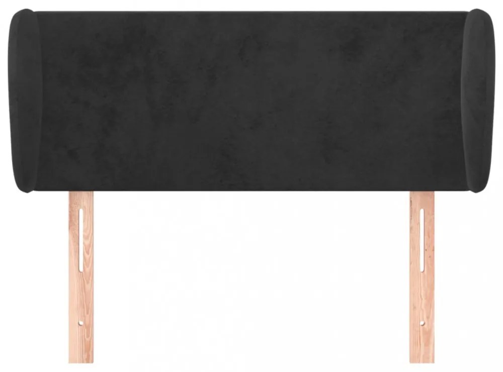 fekete bársony fejtámla szárnyakkal 83x23x78/88 cm