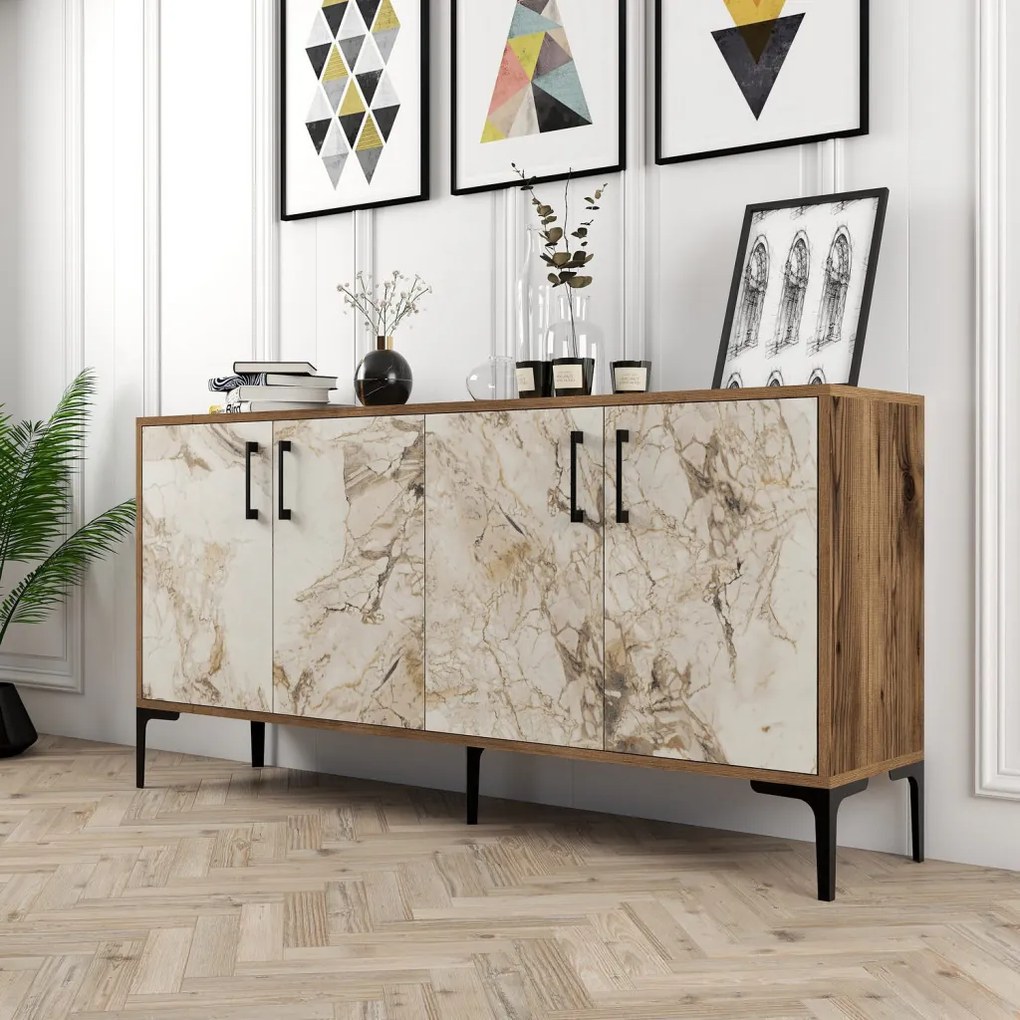 Kiev 160 - Walnut, White Marble