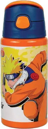 Naruto Fire Orange alumínium szívószálas kulacs akasztóval 500 ml