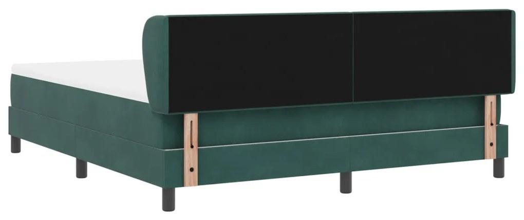 Boxspring Ágy Matrac Kényelmes Sötét Zöld 180x200 cm Bársony