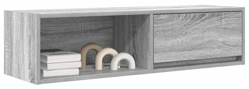 2 db szürke sonoma szerelt fa fali TV-szekrény 100x31x25,5cm