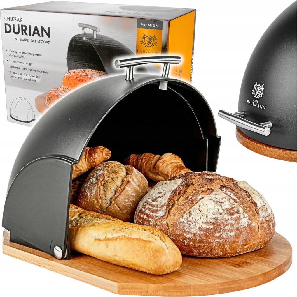 Nagy Kenyértartó Fekete Bambusz Kenyértartó Zsemle Deszka XL