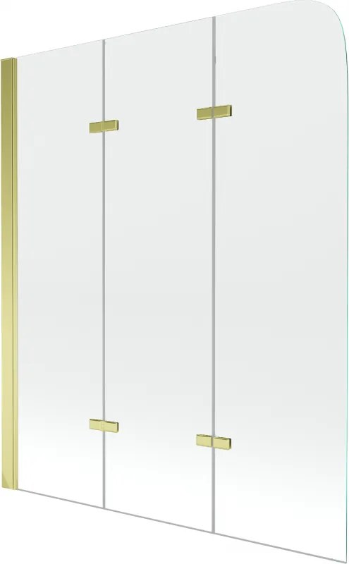 Mexen Felix 3-szárnyú kádparaván 120 x 140 cm, átlátszó, arany - 890-120-003-50-00