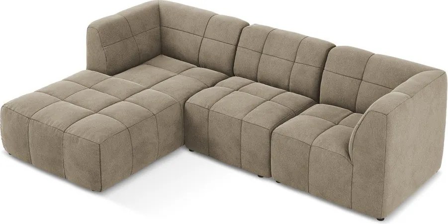 Barna bársony sarokkanapé (bal oldali-heverő résszel) Aloha – Makamii