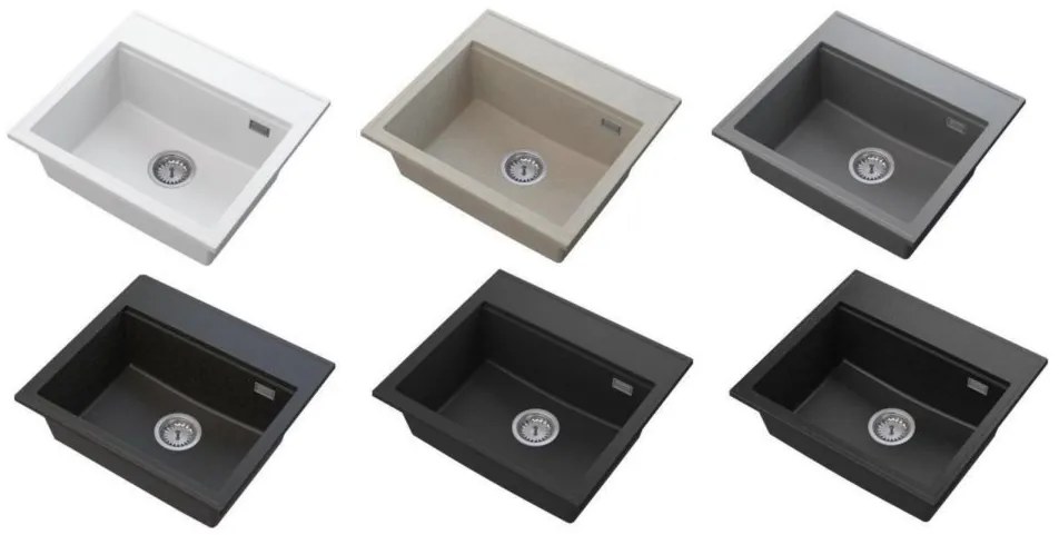 Gamma Modern 5055, 1 rekeszes gránit mosogató 560x500x210 mm, fekete pettyes, GMA-ZM-55-BP