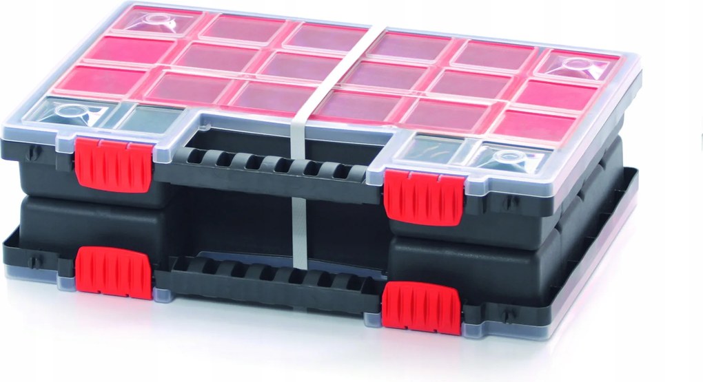 Dupla rendszerező fedővel 34,5x25x10 cm Fekete