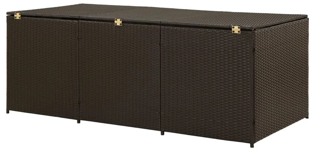 Barna polyrattan kerti tárolóláda 180 x 90 x 70 cm