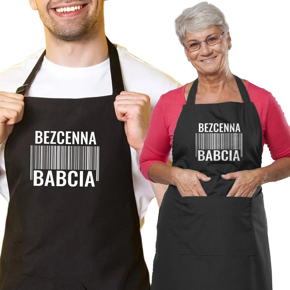 Konyhai kötény fekete, ideális ajándék "Felbecsülhetetlen Nagymama"