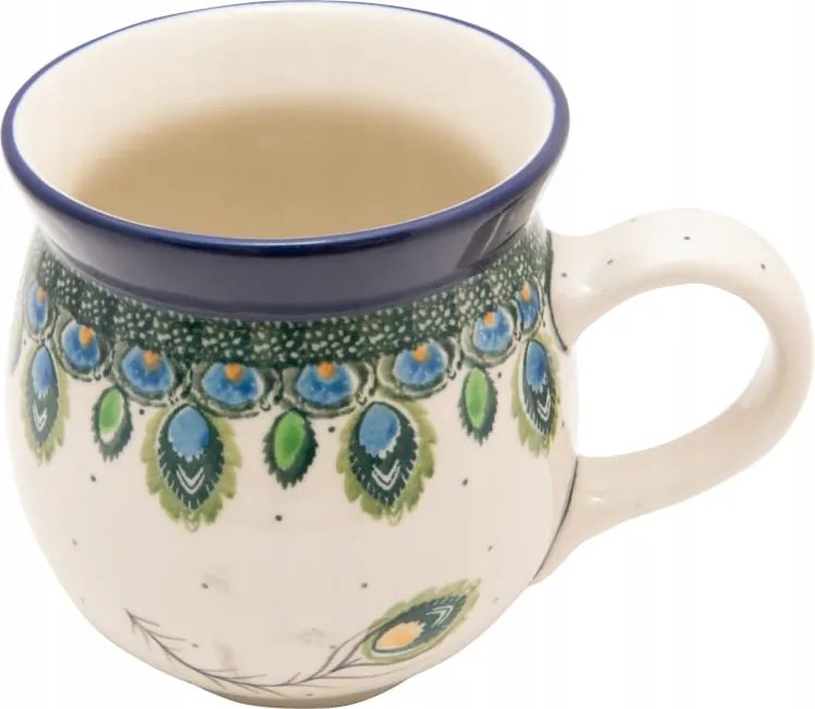 Cseh bögre 470 ml Művészi kerámia Bolesławiec dek 2218 Páva Toll