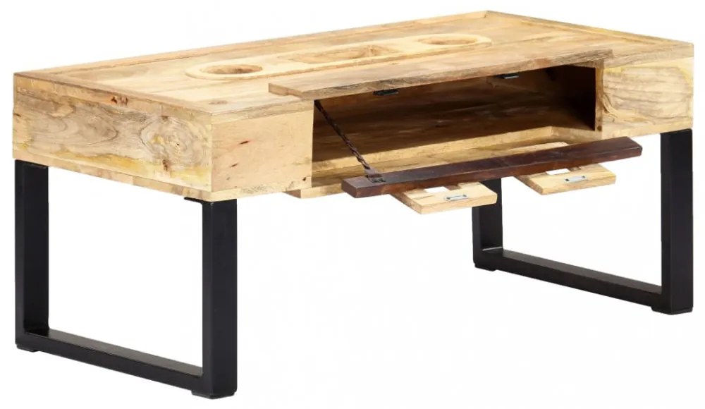 magnókazetta formájú tömör mangófa dohányzóasztal 100x52x45 cm