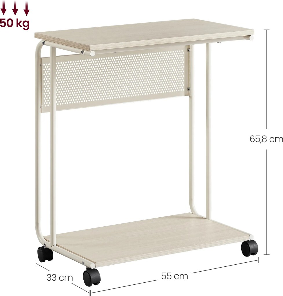 C-alakú kerekes oldalasztal 55x34x66cm bézs