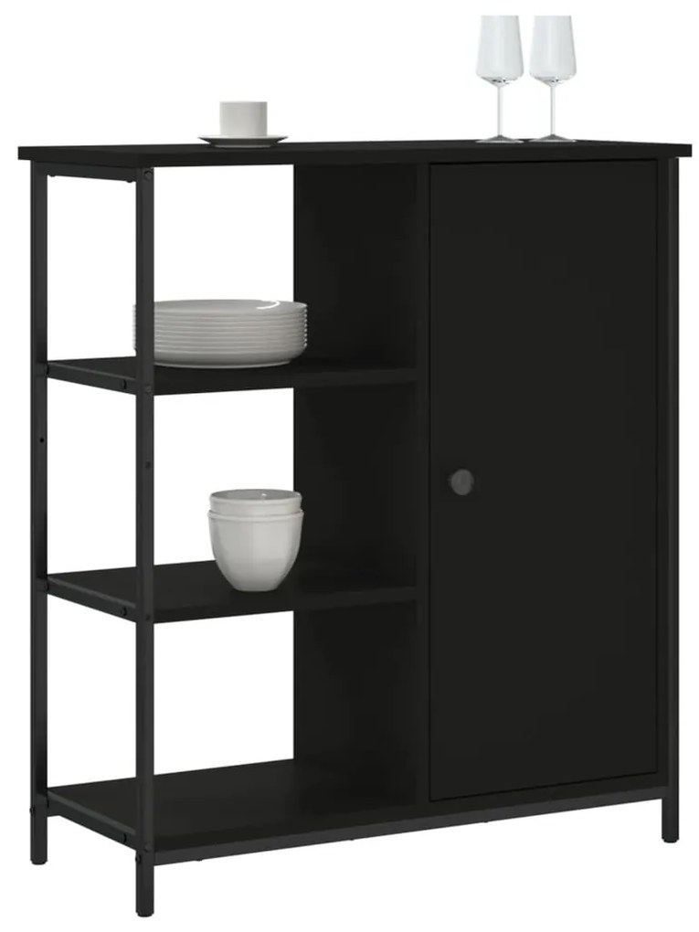 fekete szerelt fa tálalószekrény 70 x 30 x 80 cm