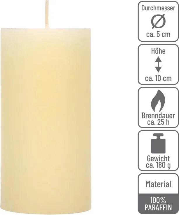 Rusztikus gyertya készlet 10 cm Ø 5 cm 8 db krém