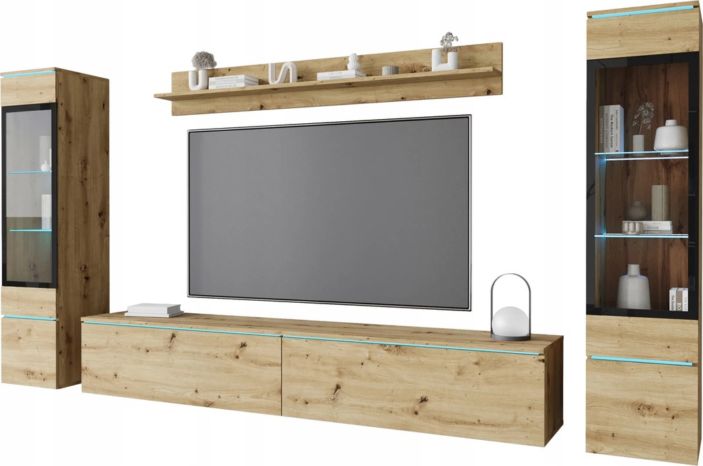 Nappali Bútor Szett Vera II Vitrin Polc Akasztós Bútor Artisan