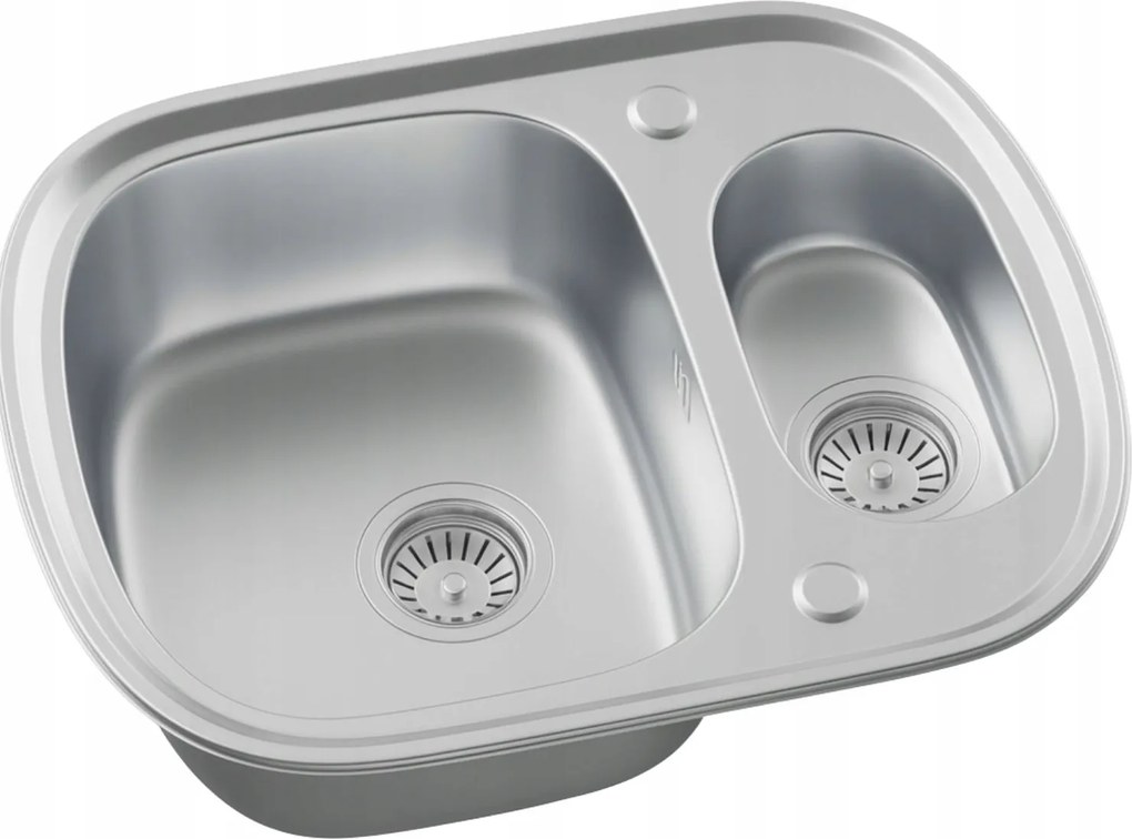 Acél mosogató másfélmedencés 60x49 szatén helytakarékos szifon