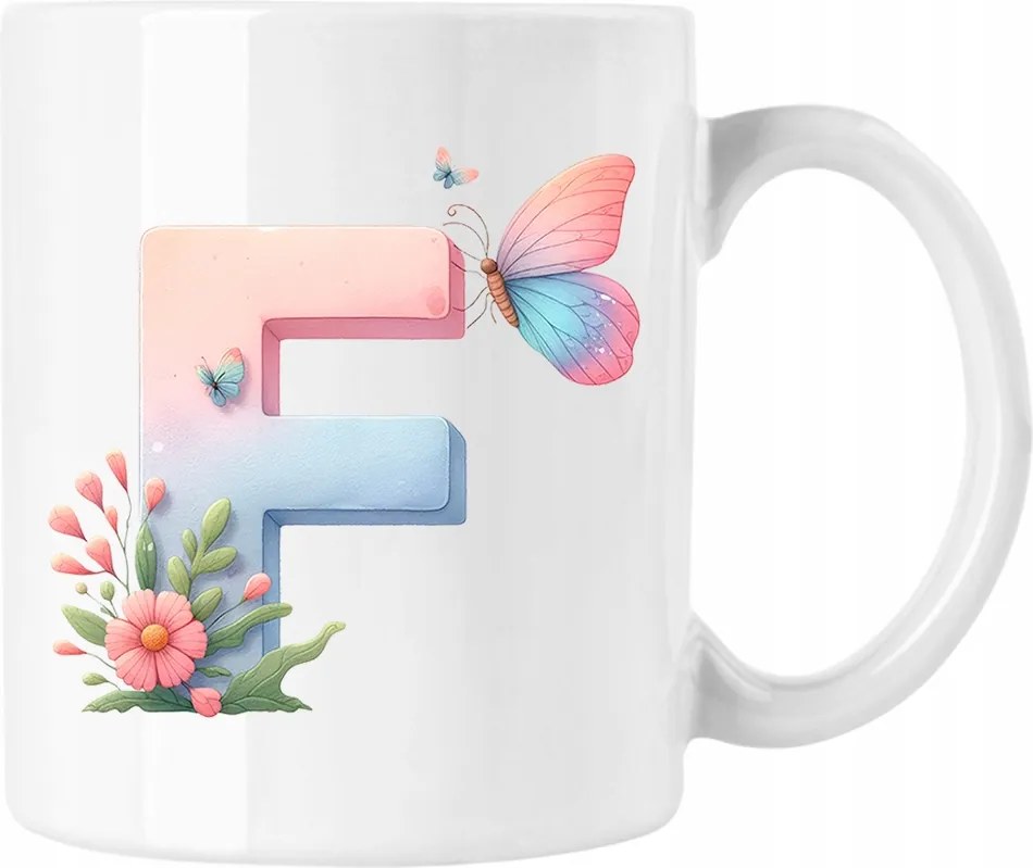 Pillangó bögre pillangó betű ábécé F fehér 330ml