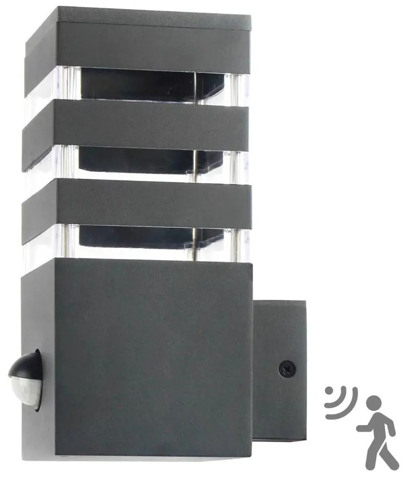 Kültéri fali lámpa TEKSAS szenzorral 1xE27/12W/230V IP44 antracit