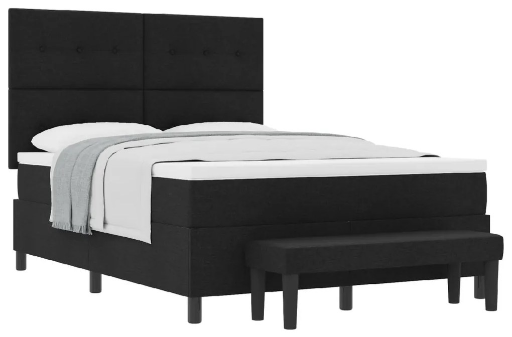 Box Spring Ágy matraccal és padal Fekete 160x200 cm Szövet