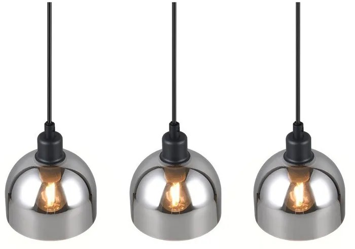 Fekete-ezüstszínű függőlámpa üveg búrával Molly – Reality