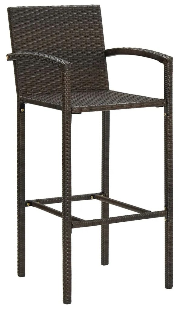 7 részes barna polyrattan kültéri bárszett kartámasszal