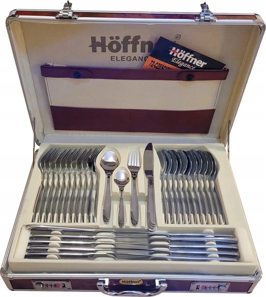 Evőeszköz Szatén bőrönd 72 részes kanálvilla szett Hoffner