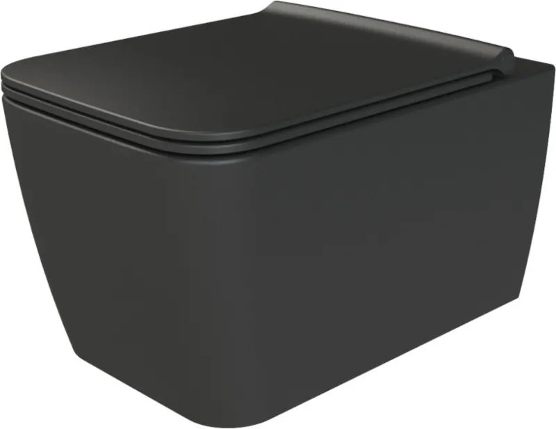 CeraStyle HERA fali WC - MATT FEKETE - rimless - perem nélküli - rejtett rögzítésű - 52 cm