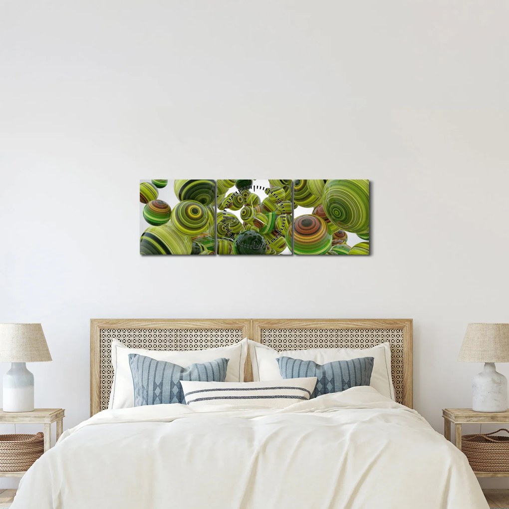Csíkos gömbök képe (órával) (90x30 cm)